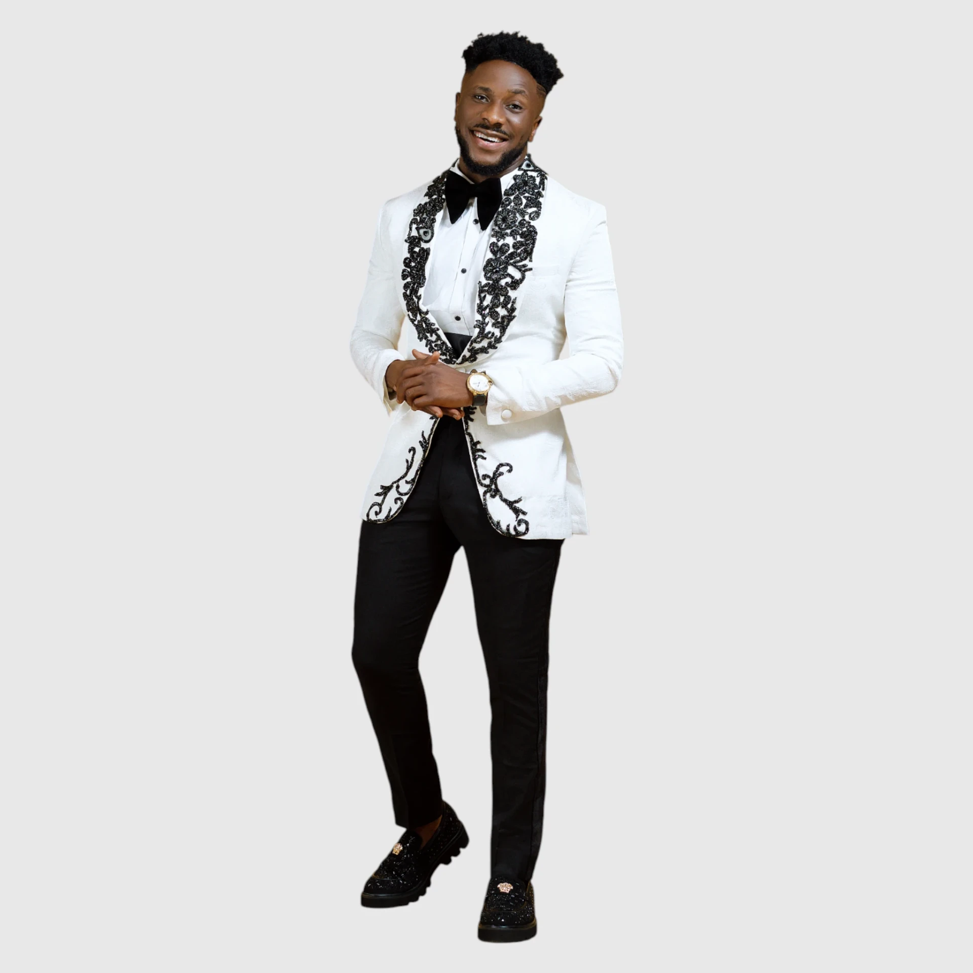 Ivory Appliqué Tuxedo detail