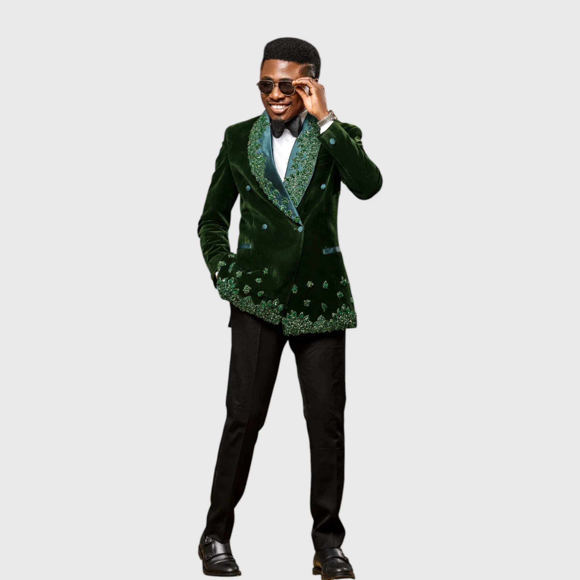 Emerald Green Velvet Tuxedo detail