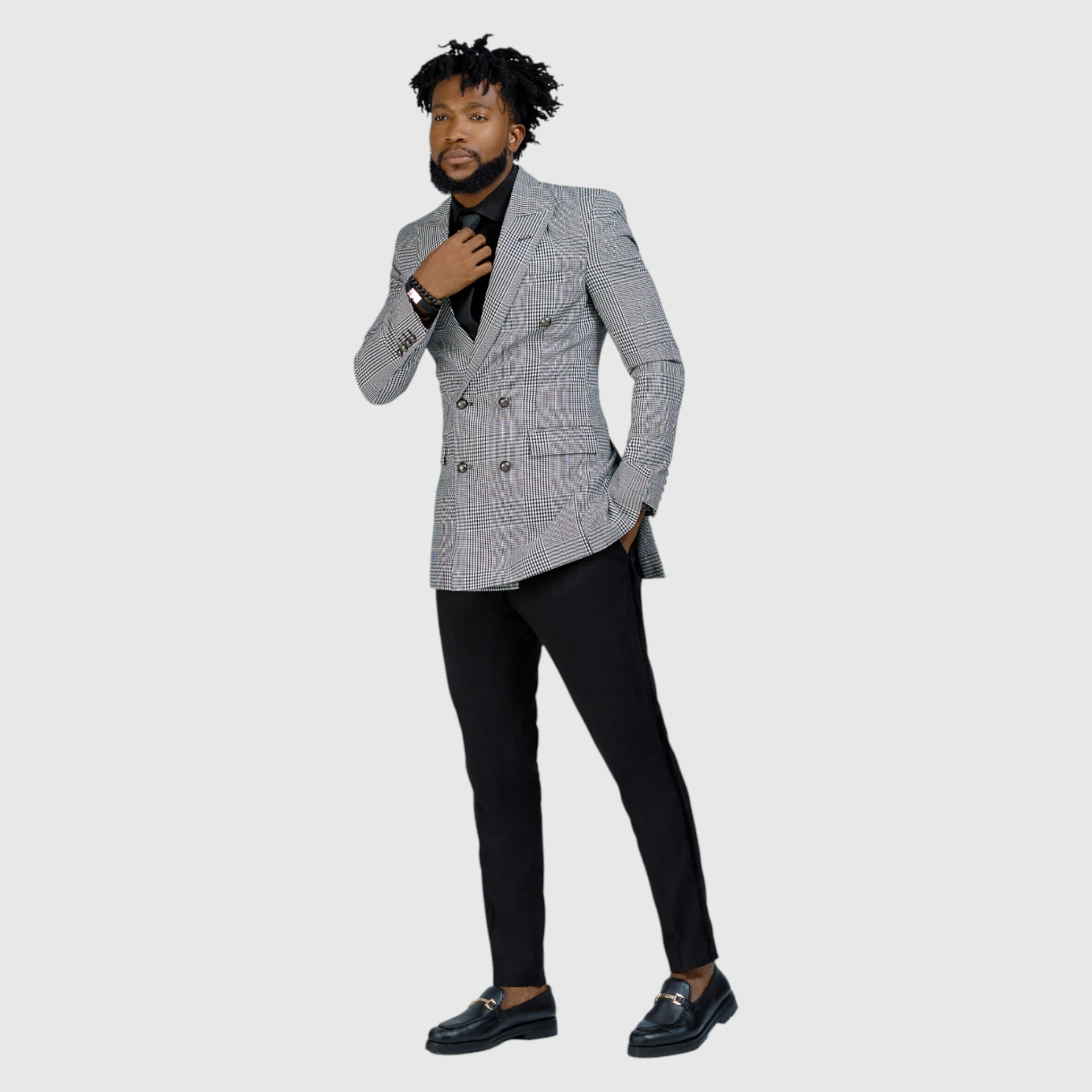 Black and White Check Wool Jacket